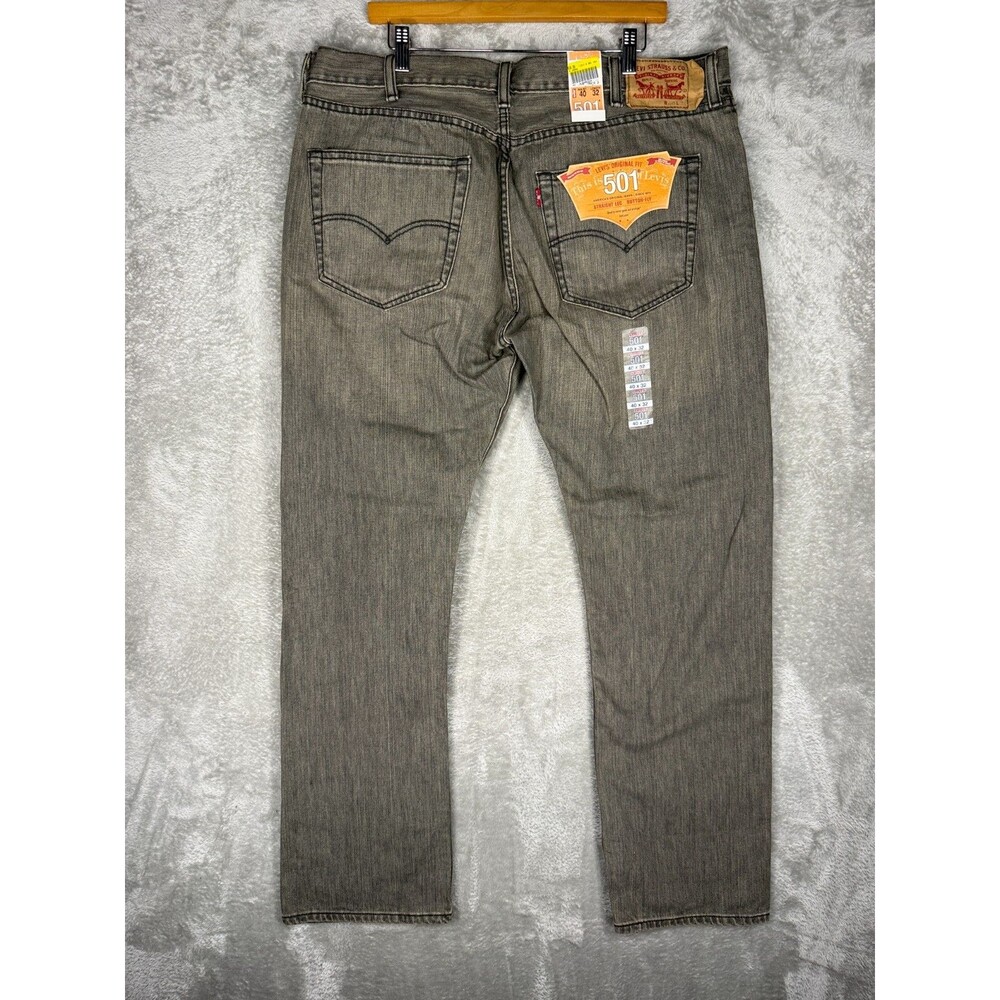 Levis 501 Jeans Mens 40x32 Gray Wash Button Fly Straight New With Tags Y2K 2008